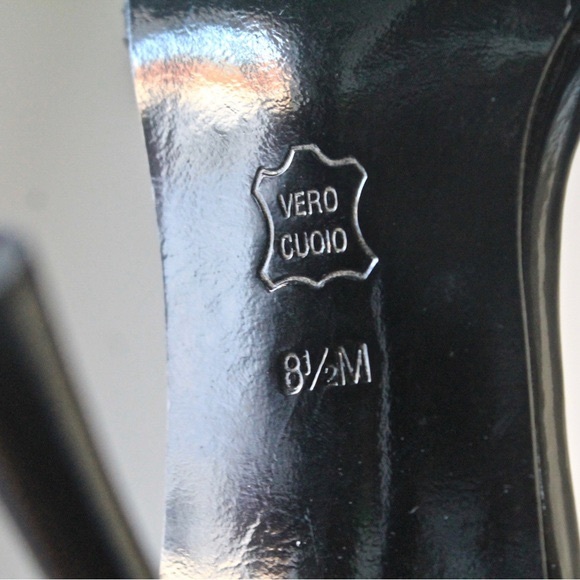 VIA SPIGA SANDAL BLACK PATENT LEATHER STRAPY HEEL SIZE 8 1/2  V-JEMA NIB Y2K - Picture 9 of 11